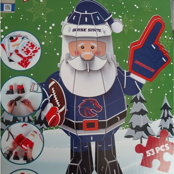NFL Foco PZLZ 12" Santa 3D Puzzle Christmas Boise State Broncos 53pcs Ages 7+ - Picture 3 of 4